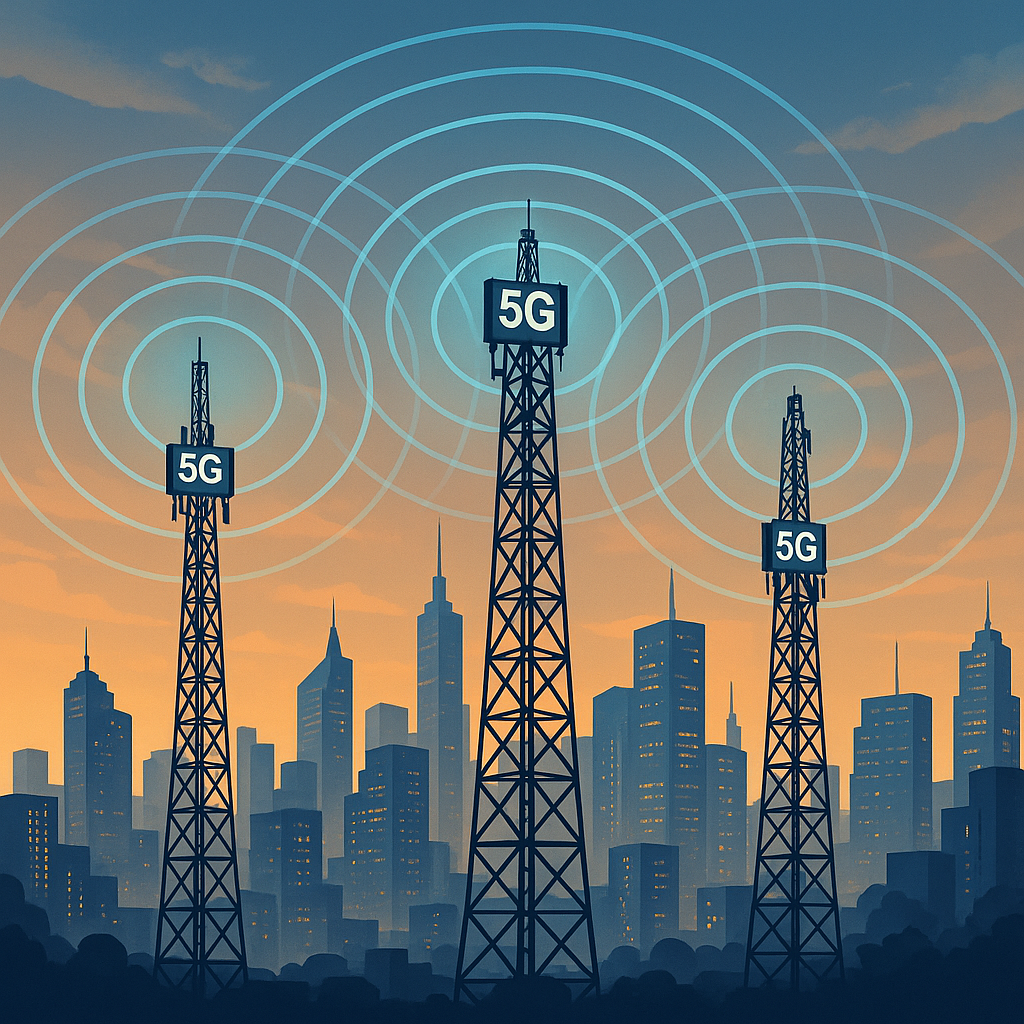 5-G towers over skyline